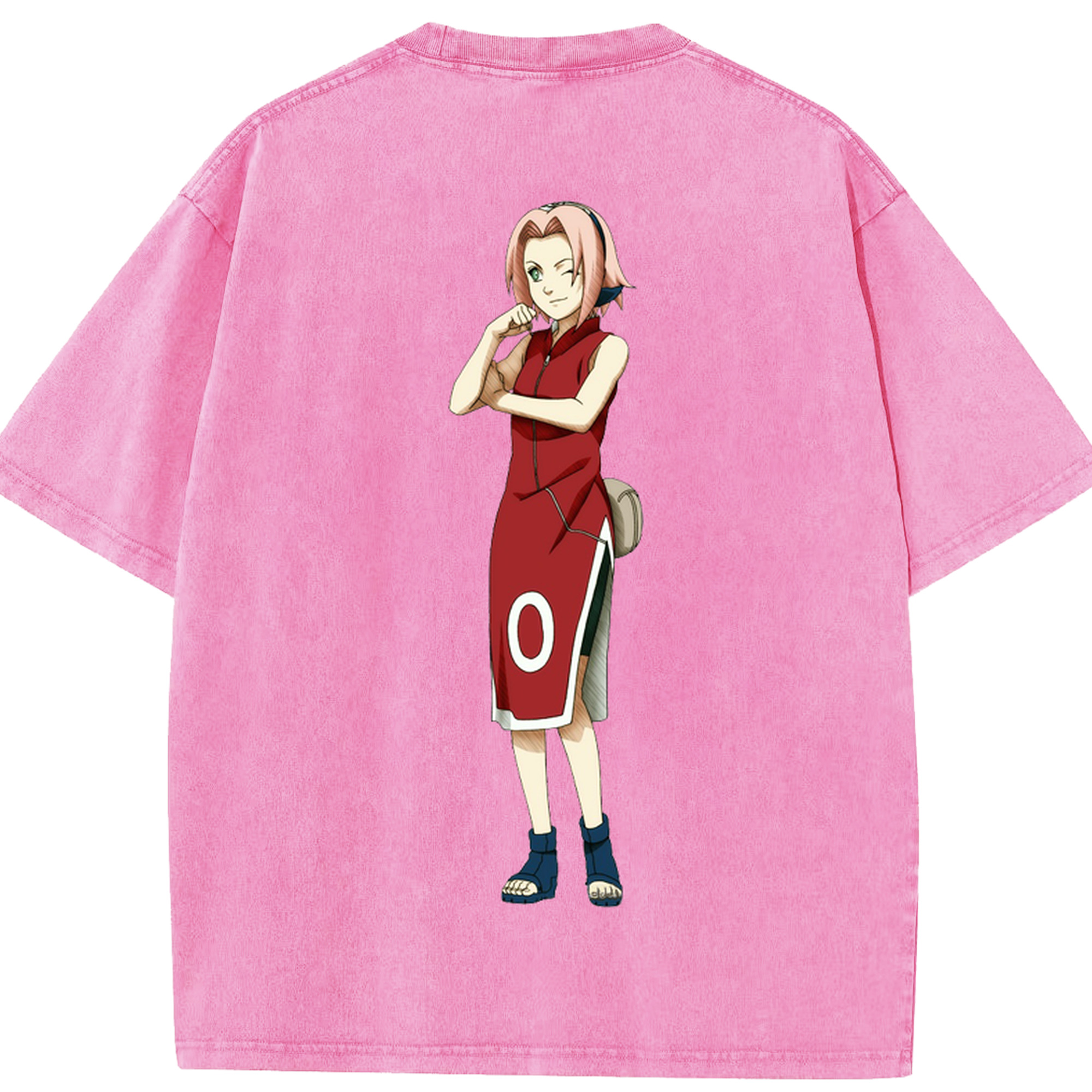 （画像用） NARUTO -ナルト- 春野サクラ Haruno Sakura 綿100% ヴィンテージ風 半袖Tシャツ（背面プリント）